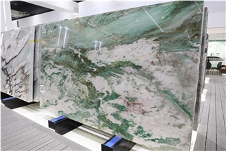 Emerald Green Quartzite Slabs And Wall Panels For Hotel Lobby