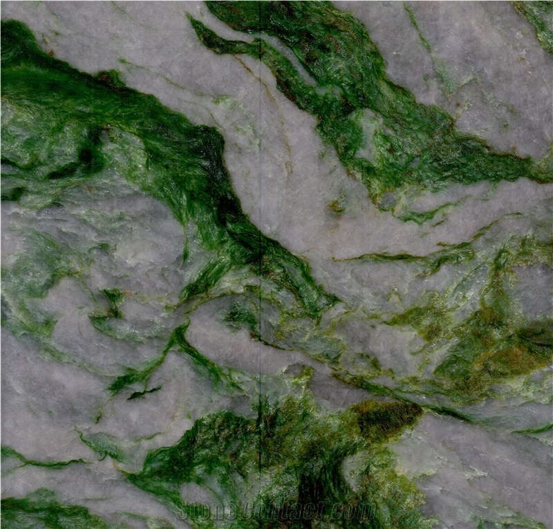 Emerald Green Quartzite Slabs And Wall Panels For Hotel Lobby