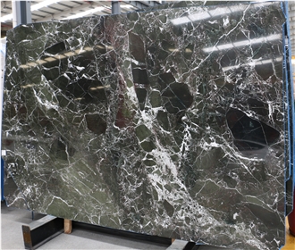 Verde Imperial Marble Dark Green Line Slab Pattern