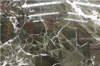 Verde Imperial Marble Dark Green Line Slab Pattern
