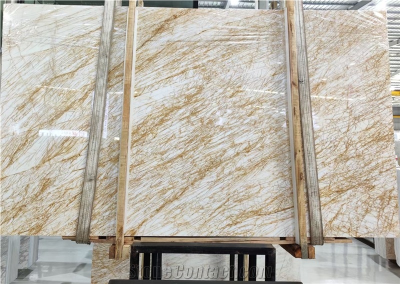 Natural Stone Drama Gold Marble Sculptured Fireplace Mantel
