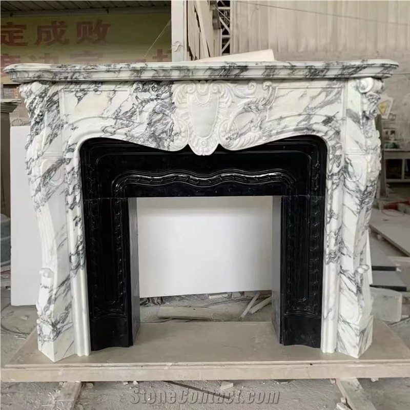 Natural Stone Marble Modern Fireplace Surround Mantel