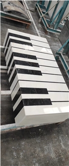 Waterjet Cut White Marble Inlay Round Table Tops