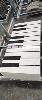 Waterjet Cut White Marble Inlay Round Table Tops