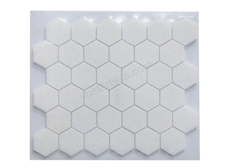 Crystal White Hexagon Mosaic Tiles