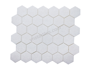 Crystal White Hexagon Mosaic Tiles