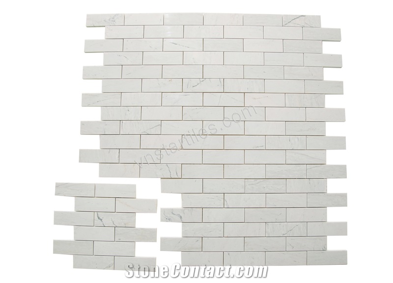 Marble Valentino White Brick Mosaic Tiles