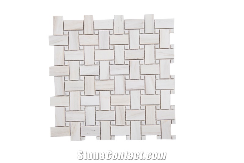 Marble Wooden Vein Basket Weave Mosaic