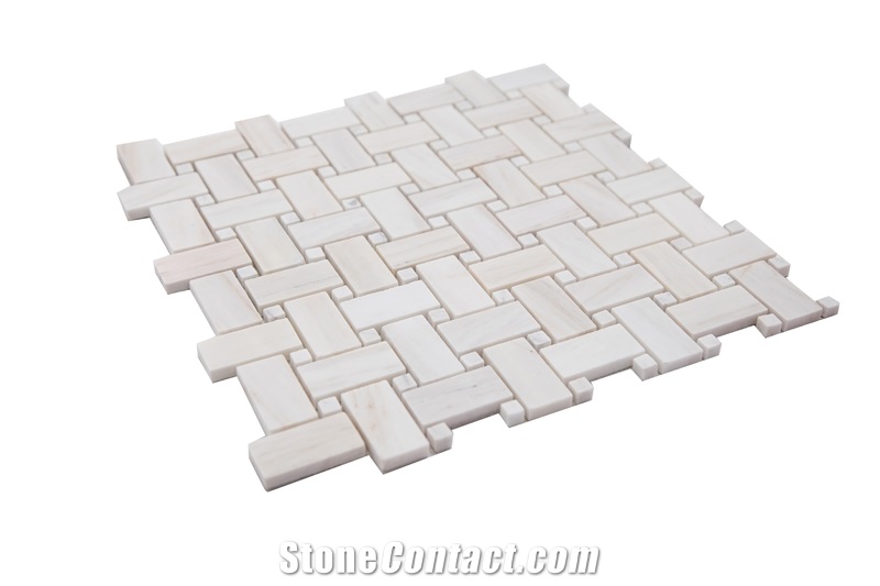 Marble Wooden Vein Basket Weave Mosaic