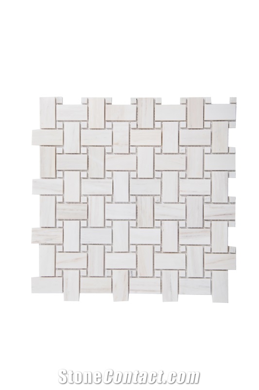 Marble Wooden Vein Basket Weave Mosaic