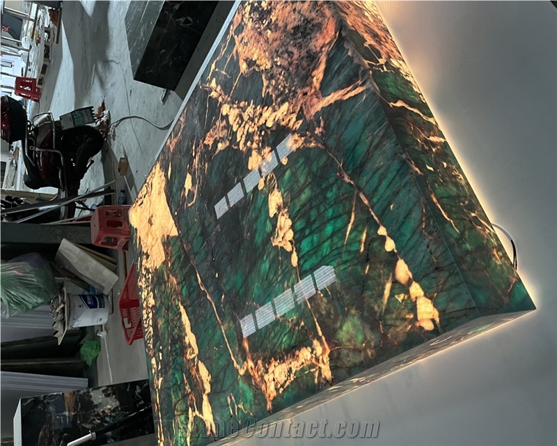 Backlight Amazonite Green Granite Slabs Wall Panels