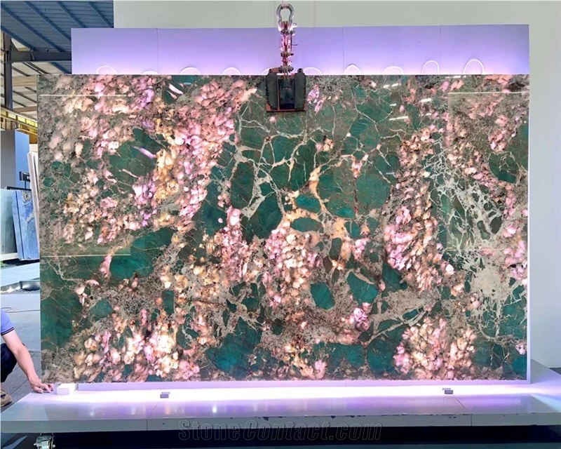 Backlight Amazonite Green Granite Slabs Wall Panels
