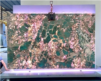 Backlight Amazonite Green Granite Slabs Wall Panels