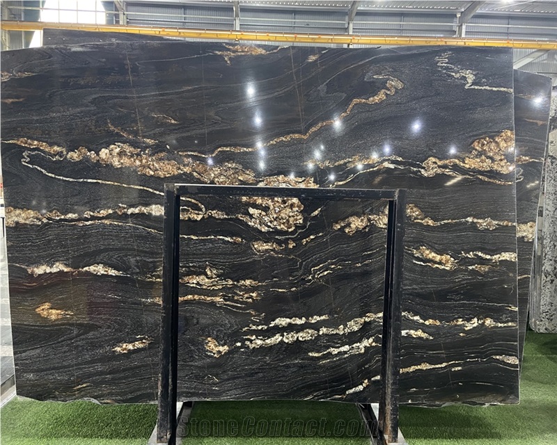 Black Belvedere Granite Slabs 20MM Polished Surface