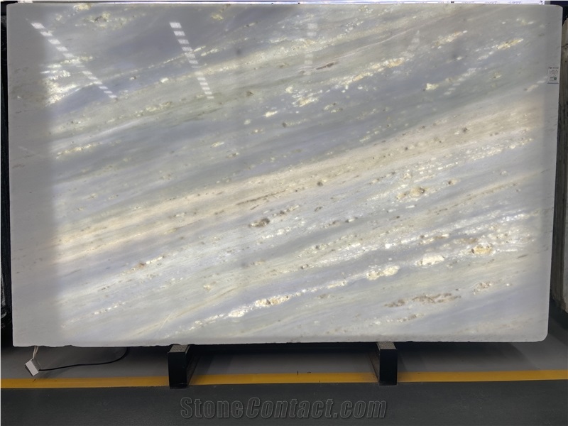 Blue Crystal Slabs In Backlighting Design For Wall Decor
