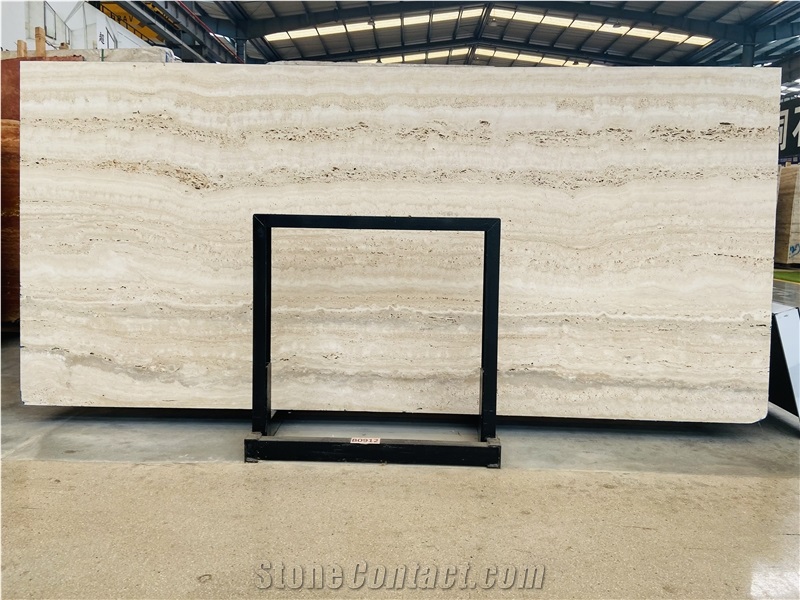 Extra White Travertine Matte Surface Slabs