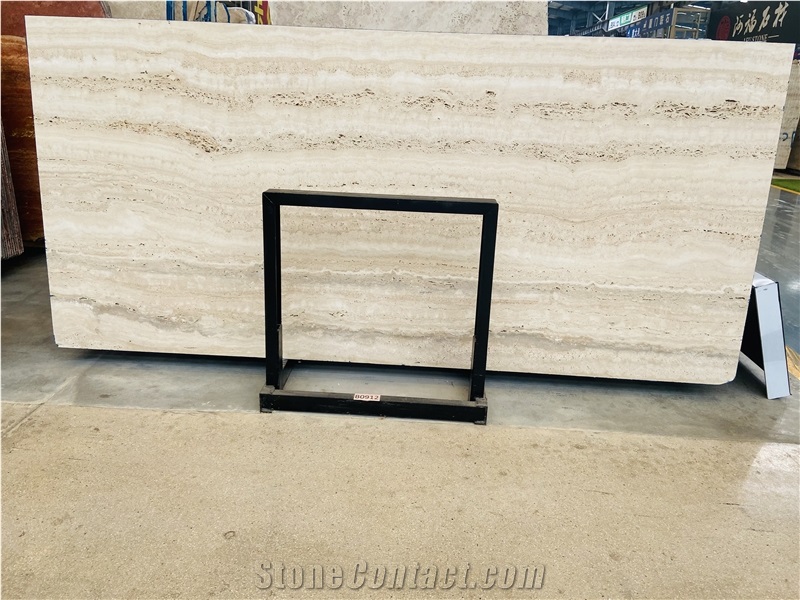Extra White Travertine Matte Surface Slabs