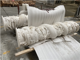 Jade White Marble Sculptured Temple Columns