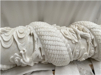 Jade White Marble Sculptured Temple Columns