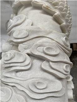 Jade White Marble Sculptured Temple Columns