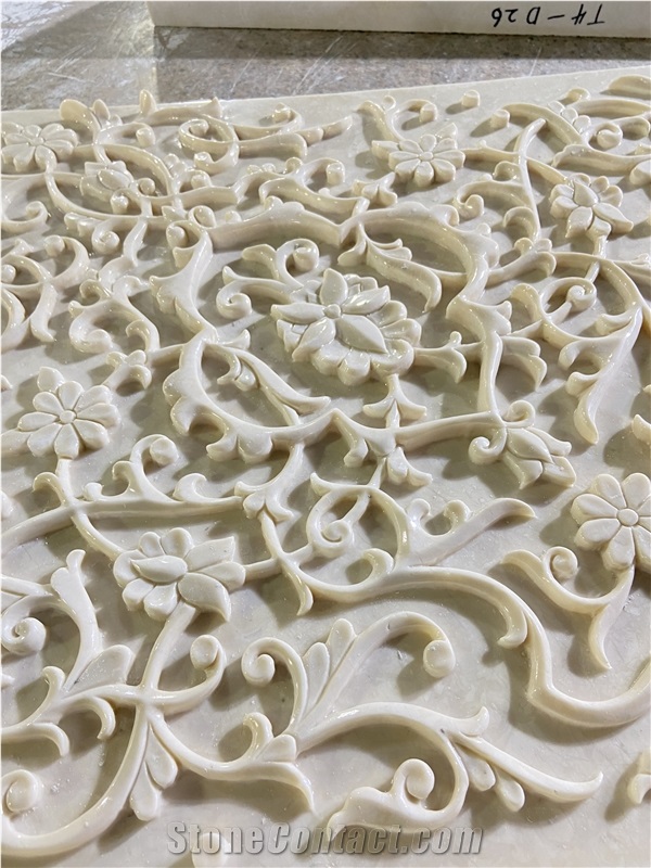 Marble 3D Hand Carved Arching Relief Wall Panel