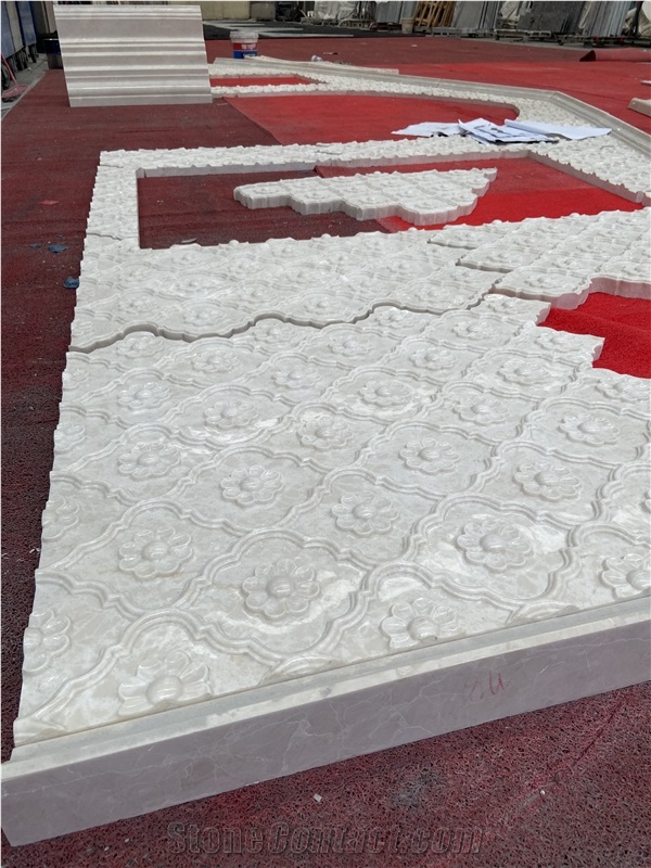 Marble 3D Hand Carved Arching Relief Wall Panel