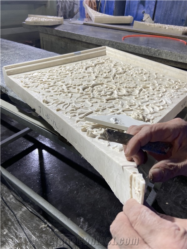 Marble 3D Hand Carved Arching Relief Wall Panel