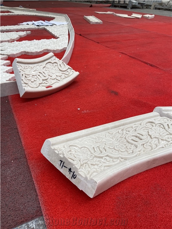 Marble 3D Hand Carved Arching Relief Wall Panel