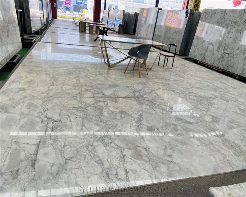 Super White Marble For All Bookmatched Flooring Tiles