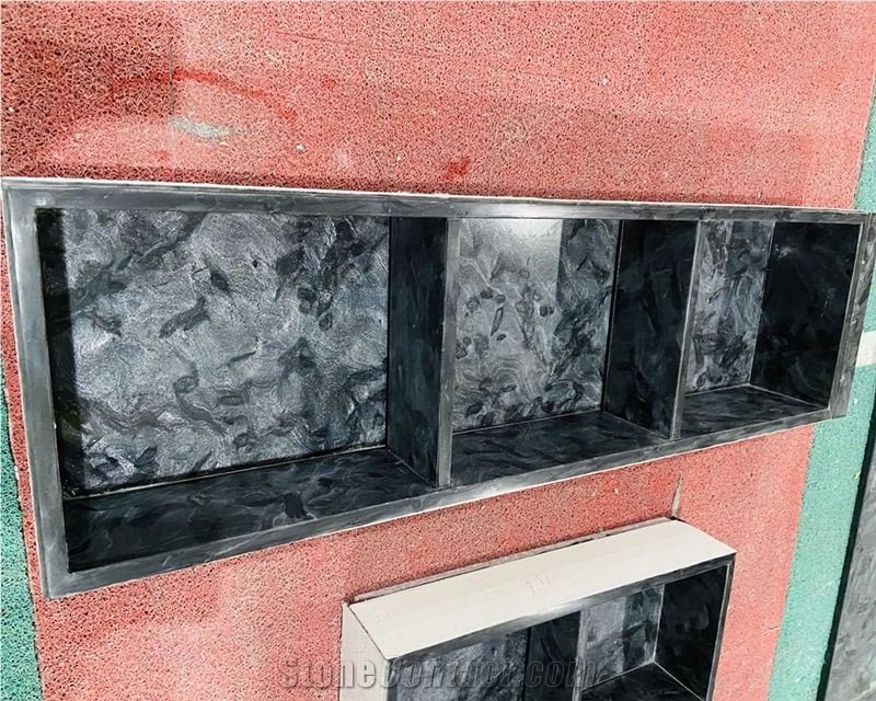 Versace Black Granite 13X20" Niche For Bathroom Design