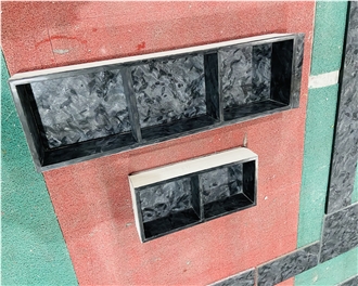 Versace Black Granite 13X20" Niche For Bathroom Design