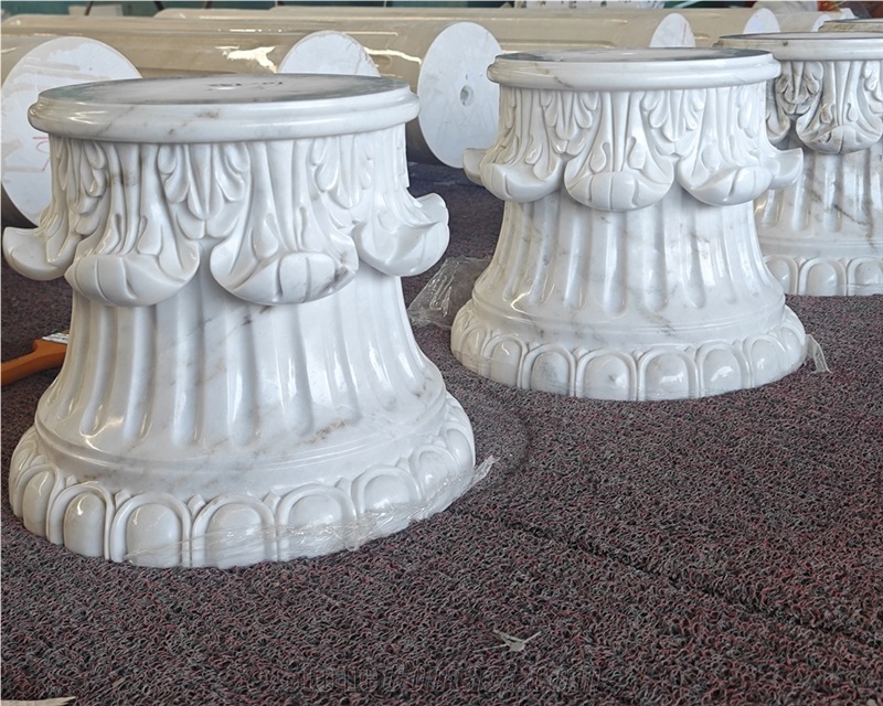 White Marble Column Tops And Bases