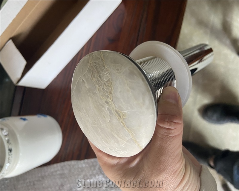 White Onyx Double Sinks In Fluted Edge For Bathroom Vanity