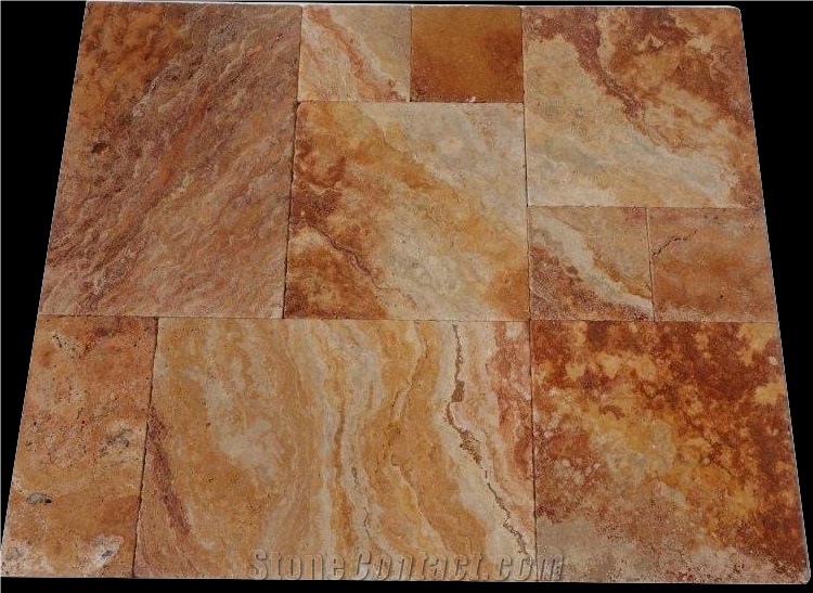 Peach Travertine French Pattern Tiles