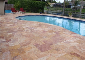 Peach Travertine French Pattern Tiles