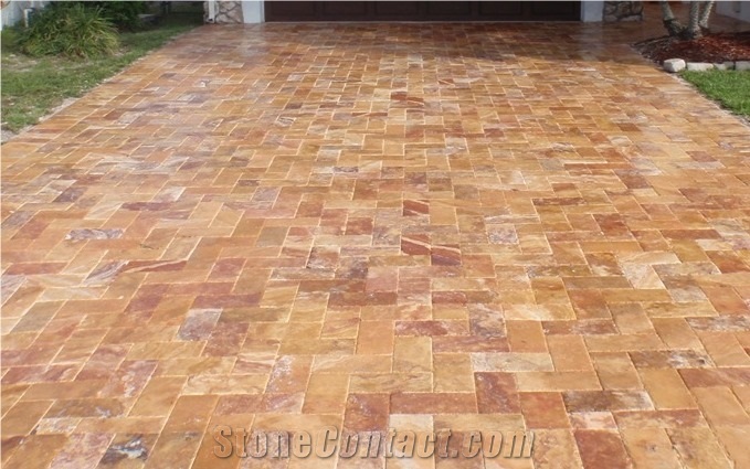 Peach Travertine French Pattern Tiles