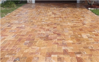Peach Travertine French Pattern Tiles
