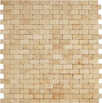 Tumbled Light Travertine Brick Mosaic Tiles