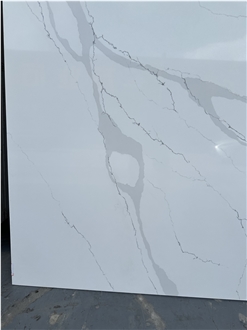 8139 Calacatta White Quartz Slabs Artificial Stone
