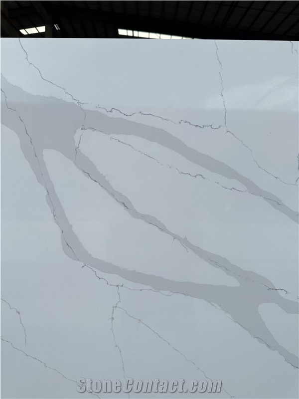8139 Calacatta White Quartz Slabs Artificial Stone