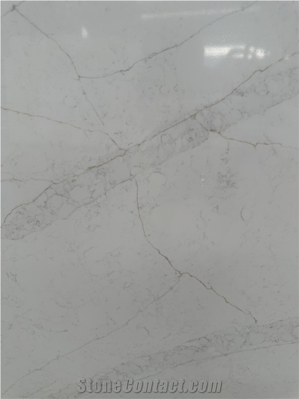 China White Calacatta Engineered Quartz Slabs