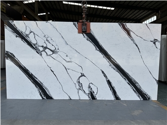 White Marble Look Panda  Quartz Slabs