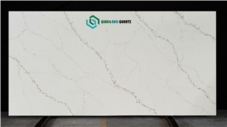 1130 Model Fine Grain Light Yellow Calacatta Quartz Slabs