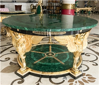 Advanced Craftsmanship Peacock Green Semiprecious Stone Table Tops
