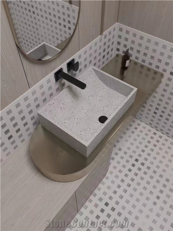 Artificial Stone Washbasin Smooth Terrazzo  Vessel Sink