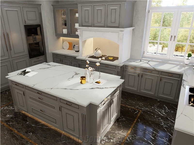 Calacatta Classic Quartz White Quartz Marble Look Quartz Slabs