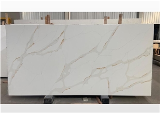 Cheap High-End Gold Calacatta Lines Quartz Slabs