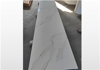 Cheap High-End Gold Calacatta Lines Quartz Slabs