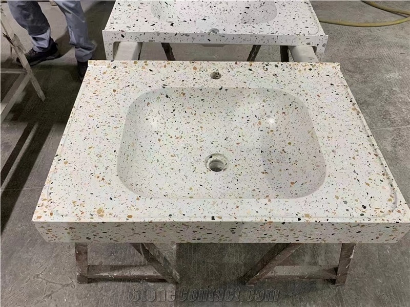China Colored Terrazzo Shining Project Bathroom Sink