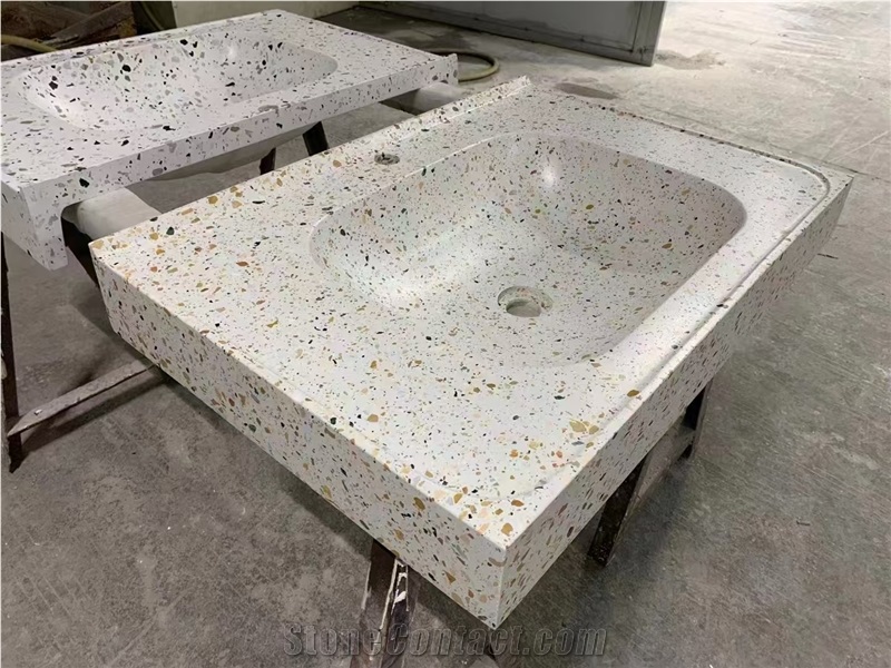China Colored Terrazzo Shining Project Bathroom Sink